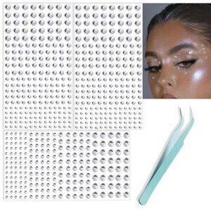 660Pcs Face Gems Hair Gems, Self-Adhesive Face Jewels Eye Jewels Rhinestones